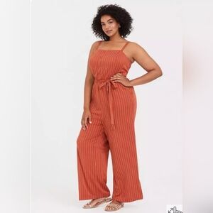 Torrid Terracotta Striped Jumpsuit